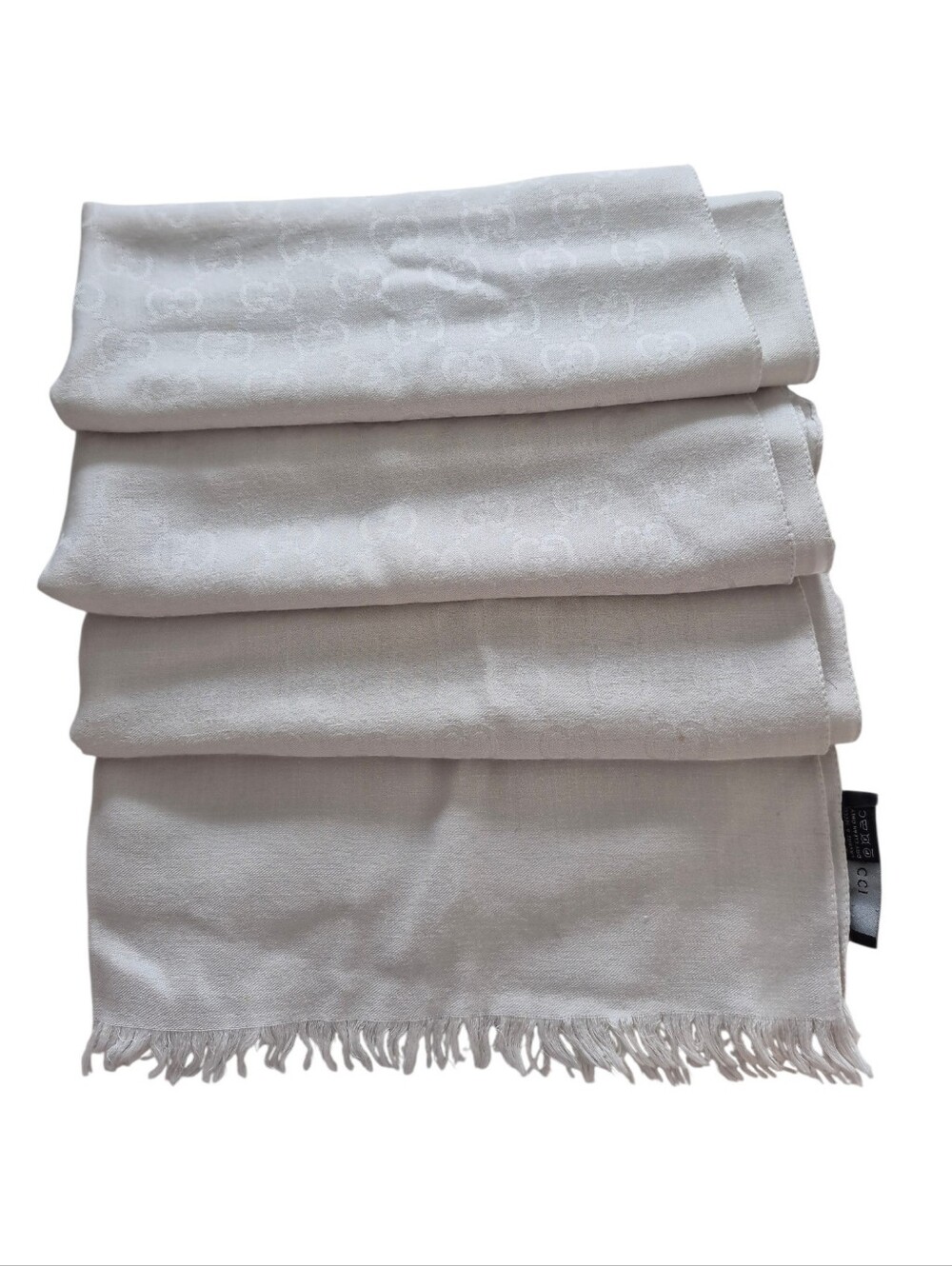 Gucci GG Light Beige Wool Silk Stole Scarf